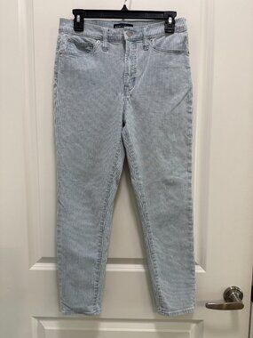 J.Crew‎ Blue White Striped Tapered High-Rise Jeans Sz 28